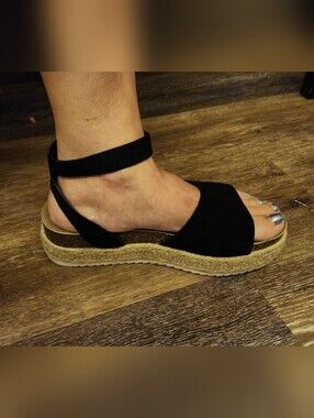 Torrid Black Espadrille Ankle-Strap Sandal Size 10